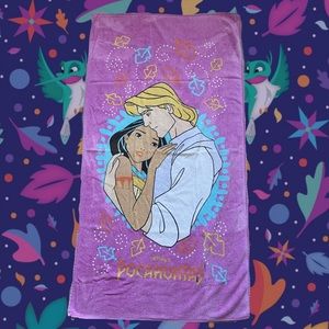 Vintage 90s Disney Pocahontas Purple Beach Towel John Smith Leaves